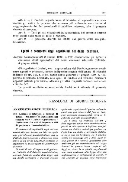 Rassegna comunale studi, legislazione, giurisprudenza, cronache con speciale riguardo ai poteri doi polizia ed ai servizi pubblici