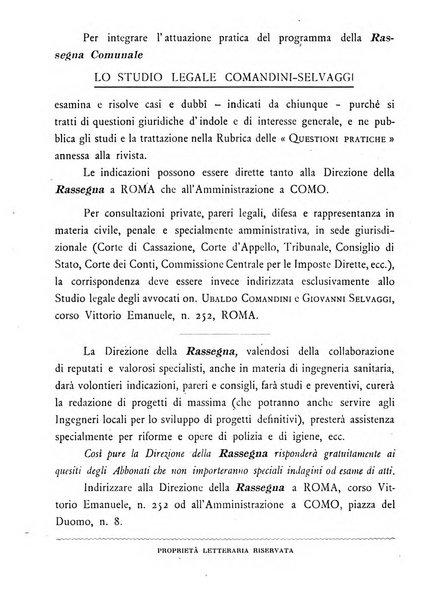 Rassegna comunale studi, legislazione, giurisprudenza, cronache con speciale riguardo ai poteri doi polizia ed ai servizi pubblici