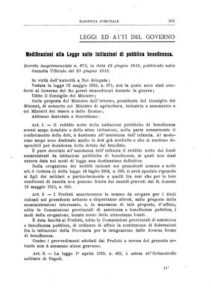 Rassegna comunale studi, legislazione, giurisprudenza, cronache con speciale riguardo ai poteri doi polizia ed ai servizi pubblici