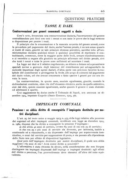 Rassegna comunale studi, legislazione, giurisprudenza, cronache con speciale riguardo ai poteri doi polizia ed ai servizi pubblici