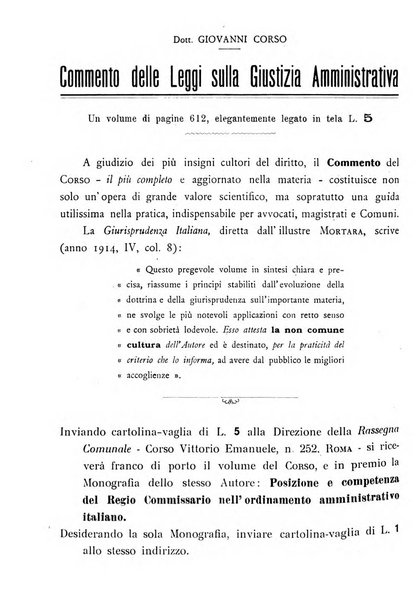 Rassegna comunale studi, legislazione, giurisprudenza, cronache con speciale riguardo ai poteri doi polizia ed ai servizi pubblici