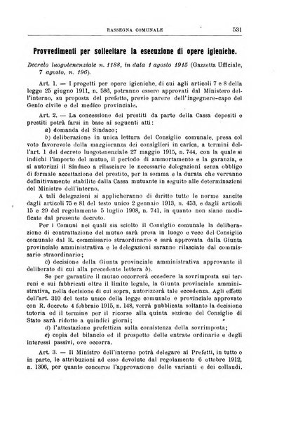 Rassegna comunale studi, legislazione, giurisprudenza, cronache con speciale riguardo ai poteri doi polizia ed ai servizi pubblici