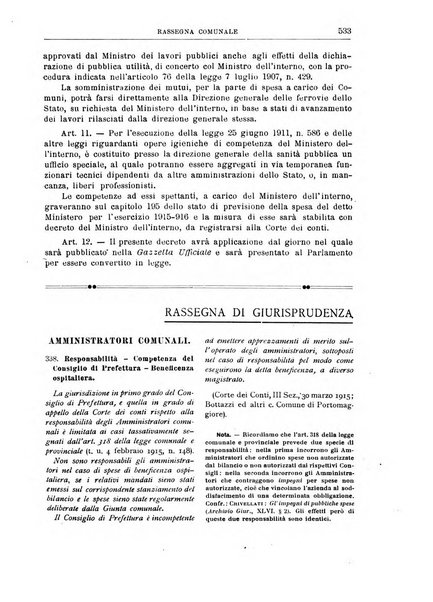 Rassegna comunale studi, legislazione, giurisprudenza, cronache con speciale riguardo ai poteri doi polizia ed ai servizi pubblici