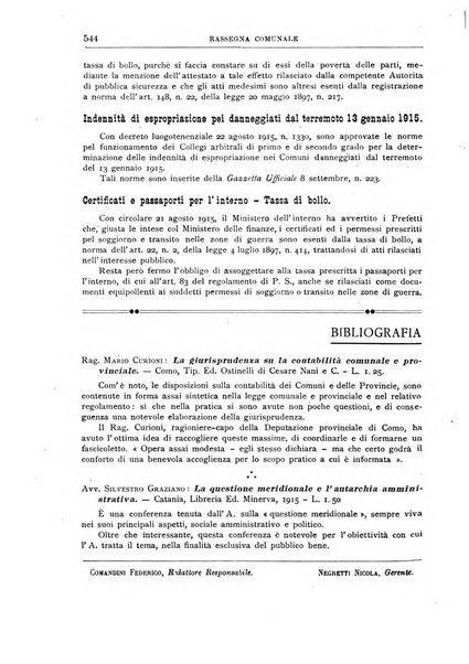 Rassegna comunale studi, legislazione, giurisprudenza, cronache con speciale riguardo ai poteri doi polizia ed ai servizi pubblici