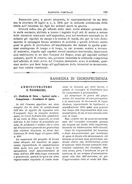 Rassegna comunale studi, legislazione, giurisprudenza, cronache con speciale riguardo ai poteri doi polizia ed ai servizi pubblici