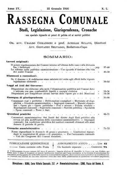 Rassegna comunale studi, legislazione, giurisprudenza, cronache con speciale riguardo ai poteri doi polizia ed ai servizi pubblici