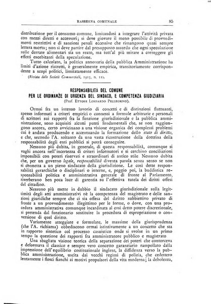 Rassegna comunale studi, legislazione, giurisprudenza, cronache con speciale riguardo ai poteri doi polizia ed ai servizi pubblici