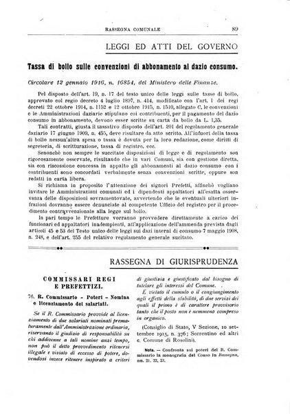 Rassegna comunale studi, legislazione, giurisprudenza, cronache con speciale riguardo ai poteri doi polizia ed ai servizi pubblici