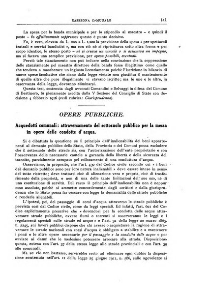 Rassegna comunale studi, legislazione, giurisprudenza, cronache con speciale riguardo ai poteri doi polizia ed ai servizi pubblici