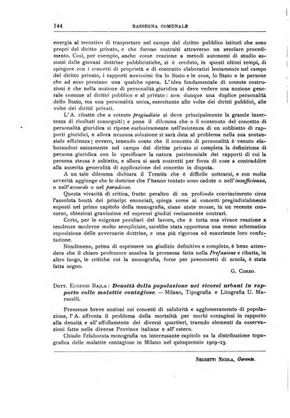 Rassegna comunale studi, legislazione, giurisprudenza, cronache con speciale riguardo ai poteri doi polizia ed ai servizi pubblici