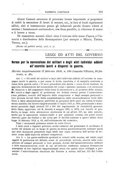 Rassegna comunale studi, legislazione, giurisprudenza, cronache con speciale riguardo ai poteri doi polizia ed ai servizi pubblici