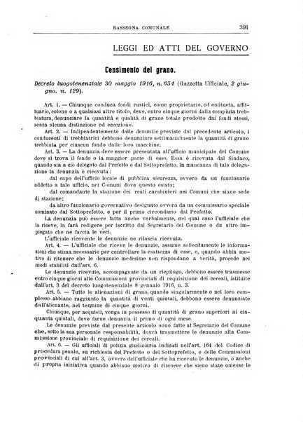 Rassegna comunale studi, legislazione, giurisprudenza, cronache con speciale riguardo ai poteri doi polizia ed ai servizi pubblici