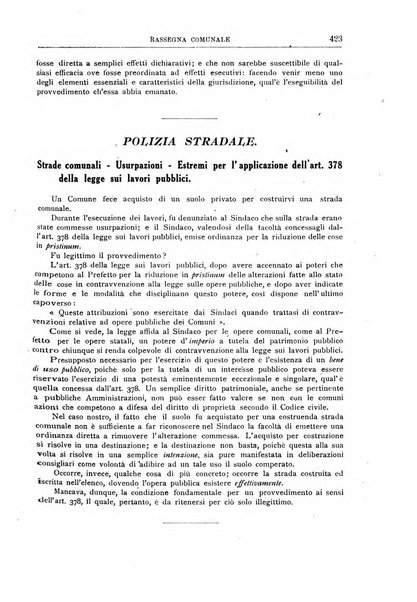 Rassegna comunale studi, legislazione, giurisprudenza, cronache con speciale riguardo ai poteri doi polizia ed ai servizi pubblici