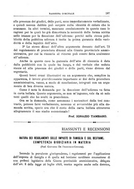 Rassegna comunale studi, legislazione, giurisprudenza, cronache con speciale riguardo ai poteri doi polizia ed ai servizi pubblici