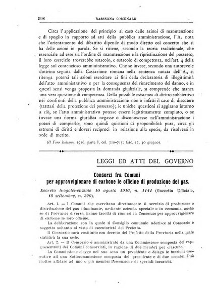 Rassegna comunale studi, legislazione, giurisprudenza, cronache con speciale riguardo ai poteri doi polizia ed ai servizi pubblici