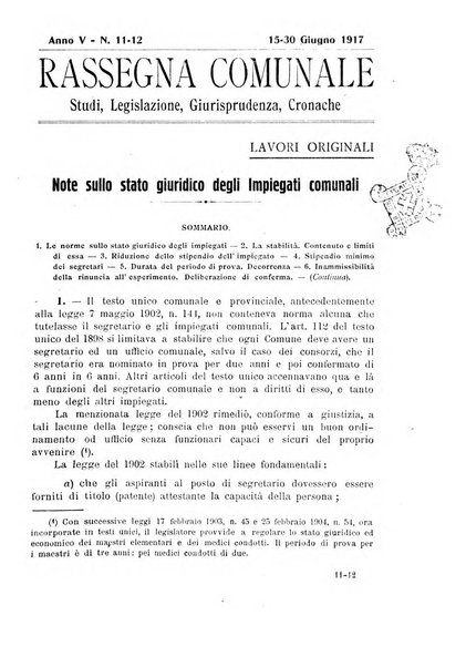 Rassegna comunale studi, legislazione, giurisprudenza, cronache con speciale riguardo ai poteri doi polizia ed ai servizi pubblici