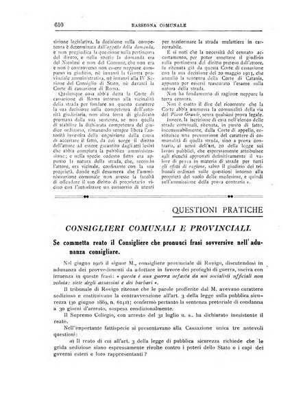 Rassegna comunale studi, legislazione, giurisprudenza, cronache con speciale riguardo ai poteri doi polizia ed ai servizi pubblici