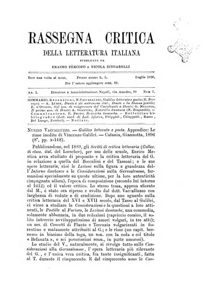 Rassegna critica della letteratura italiana