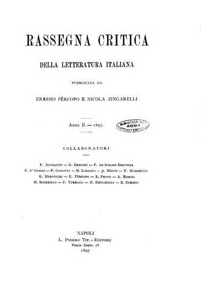 Rassegna critica della letteratura italiana