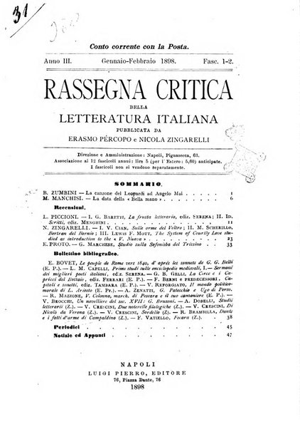 Rassegna critica della letteratura italiana