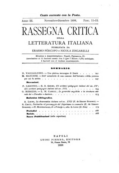 Rassegna critica della letteratura italiana