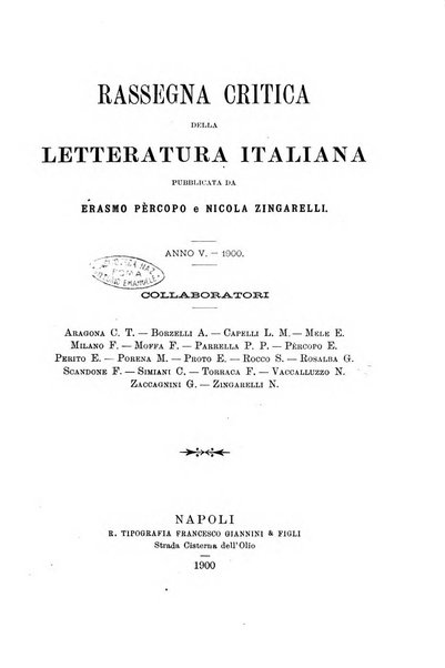 Rassegna critica della letteratura italiana