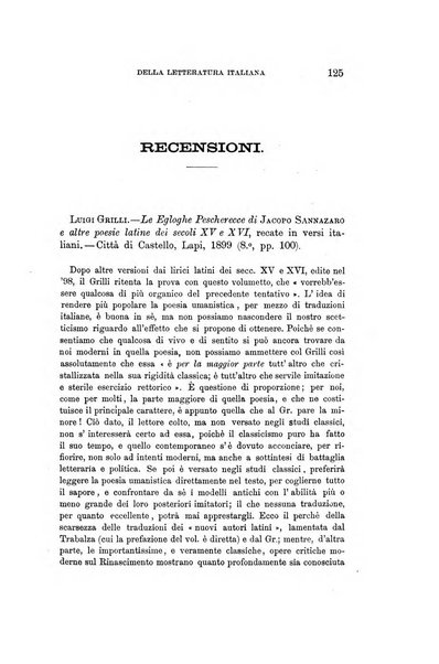 Rassegna critica della letteratura italiana