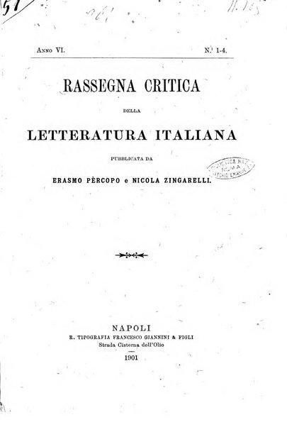 Rassegna critica della letteratura italiana