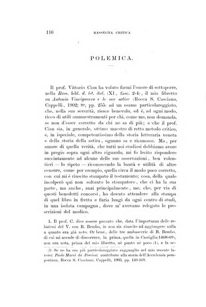 Rassegna critica della letteratura italiana