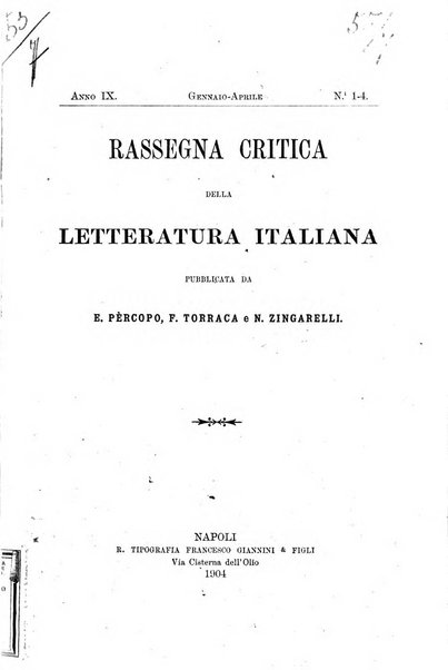 Rassegna critica della letteratura italiana