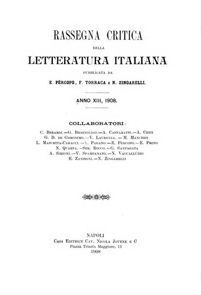 Rassegna critica della letteratura italiana