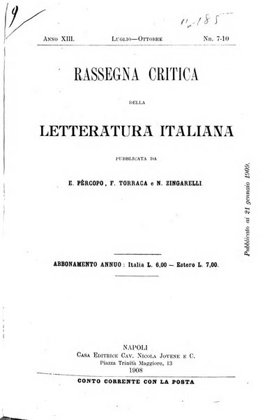 Rassegna critica della letteratura italiana