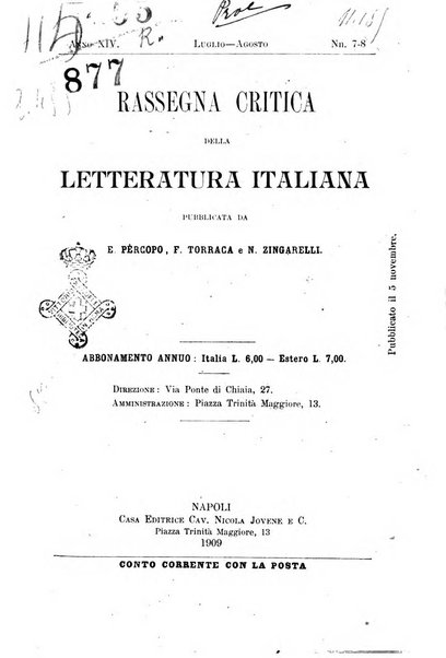 Rassegna critica della letteratura italiana