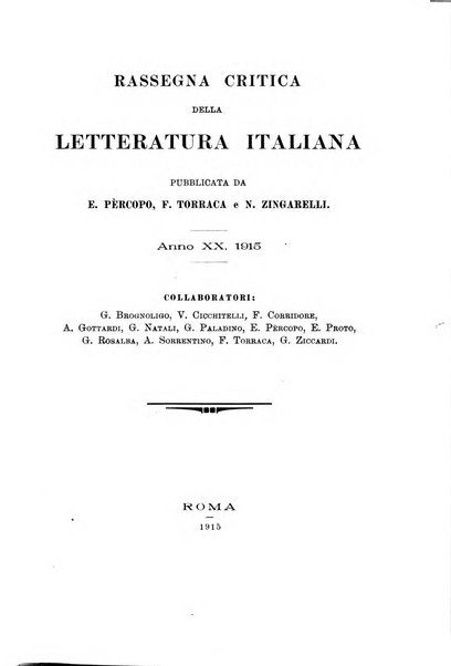 Rassegna critica della letteratura italiana
