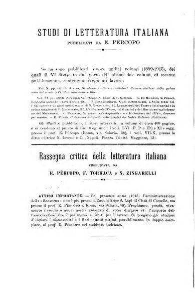 Rassegna critica della letteratura italiana