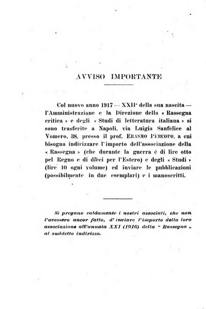 Rassegna critica della letteratura italiana