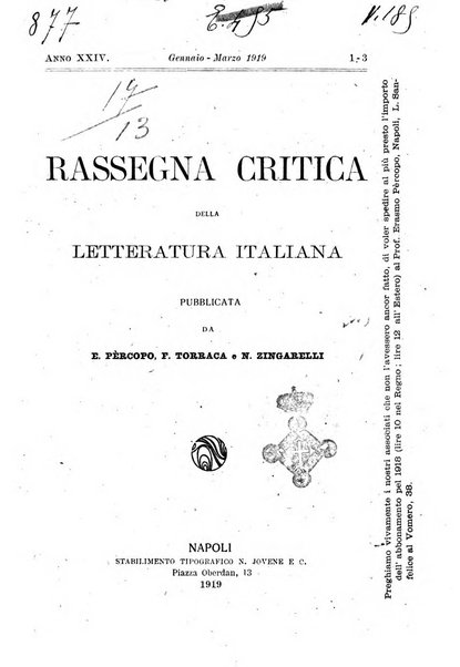 Rassegna critica della letteratura italiana