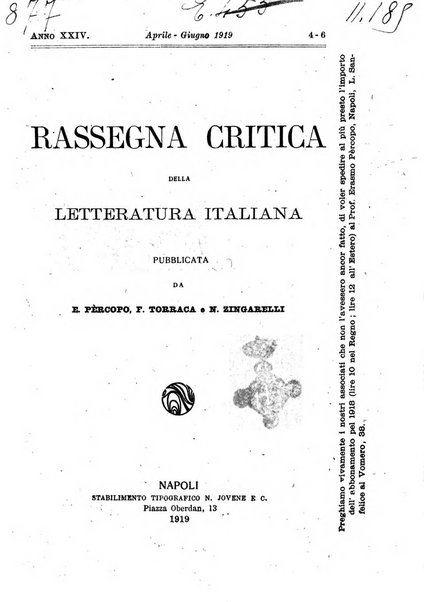 Rassegna critica della letteratura italiana