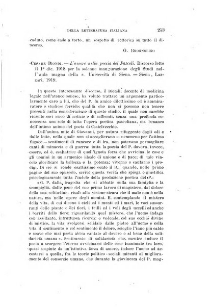 Rassegna critica della letteratura italiana