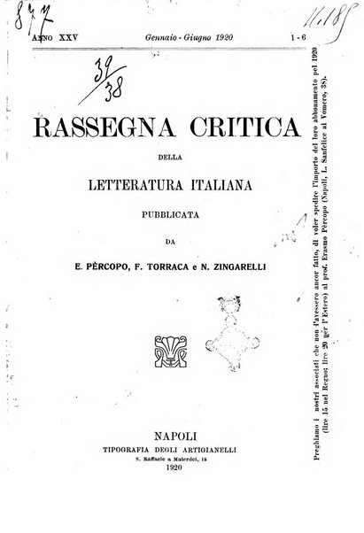 Rassegna critica della letteratura italiana