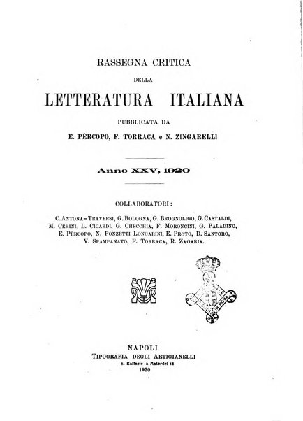 Rassegna critica della letteratura italiana