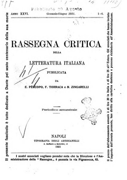 Rassegna critica della letteratura italiana