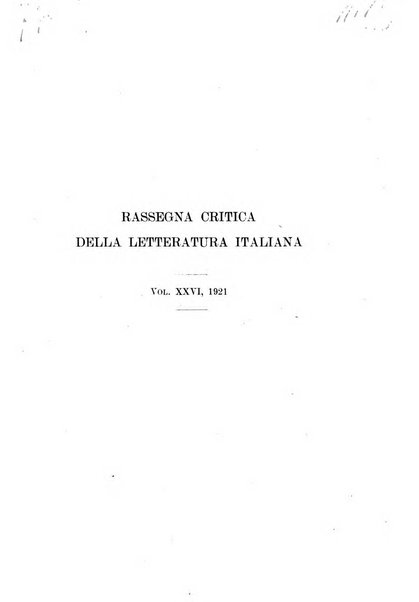 Rassegna critica della letteratura italiana