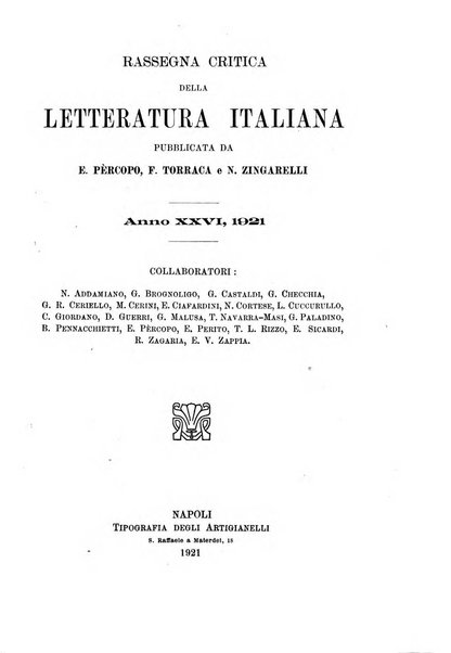 Rassegna critica della letteratura italiana