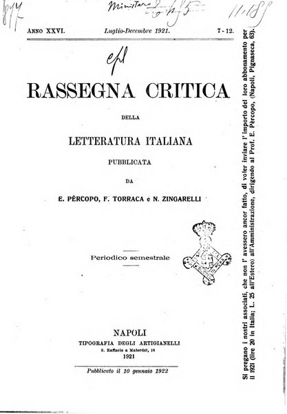 Rassegna critica della letteratura italiana