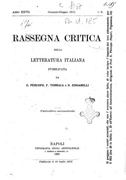 Rassegna critica della letteratura italiana