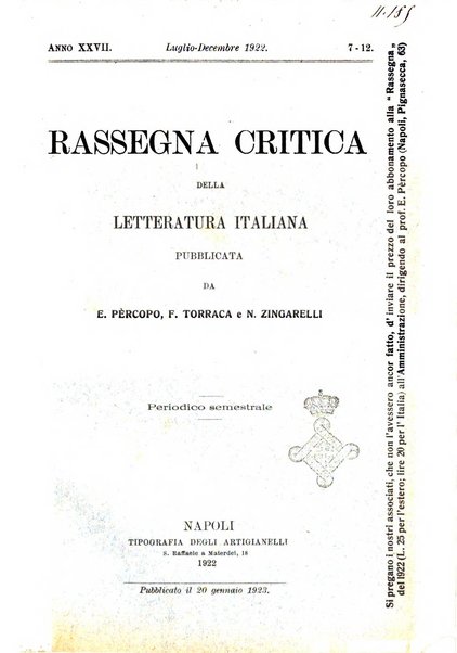 Rassegna critica della letteratura italiana