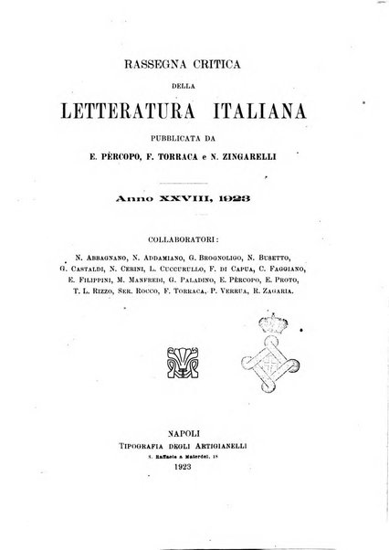 Rassegna critica della letteratura italiana