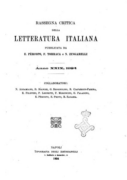 Rassegna critica della letteratura italiana