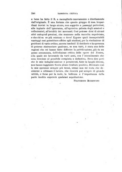 Rassegna critica della letteratura italiana